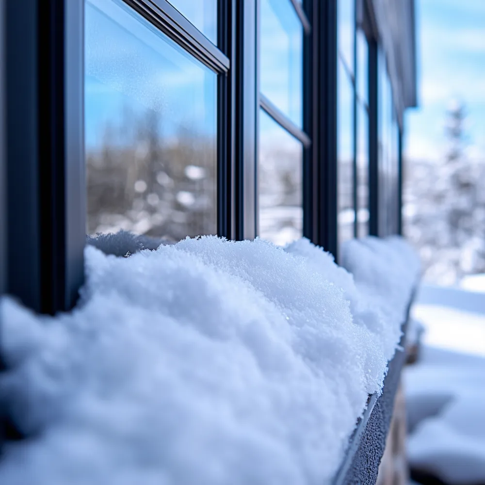 Snow on Glass WIndow Snow on Glass WIndow